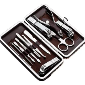 Set Manicura Pedicura 12 Piezas Acero Inoxidable con Estuche
