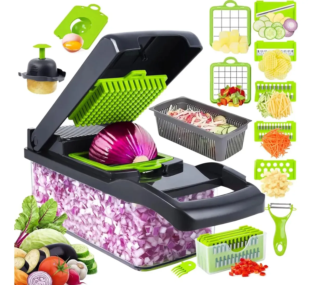 Mandolina Cortadora 16 Cuchillas Verduras Multifunción