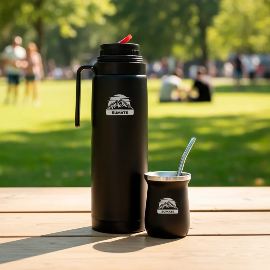 Set Matero Sumate Termo 1L + Mate Térmico Acero Inoxidable