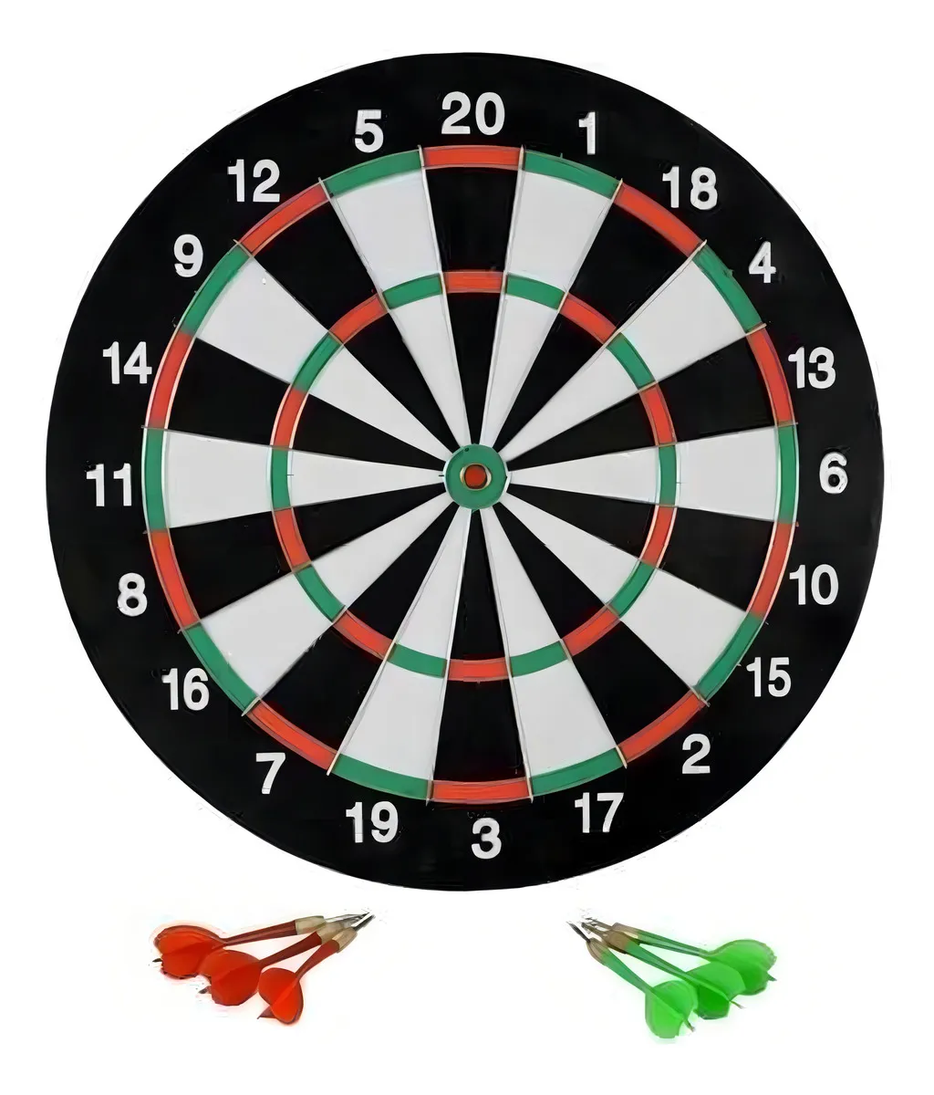 Tablero Dardos Reversible 43cm Doble Cara 6 Dardos