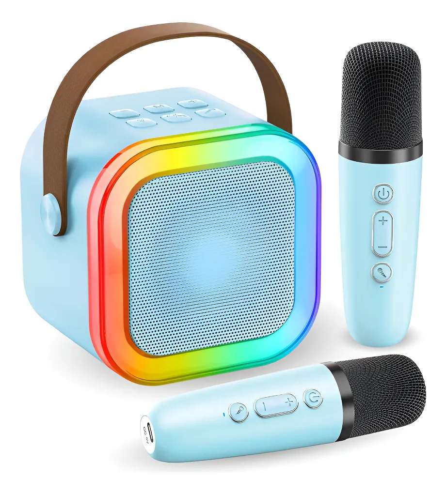 Parlante Karaoke K12 RGB Portátil 2 Micrófonos | Regalo Navidad